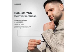 PAULGOS Herren Jacke Biker Look (D1) Braun/Beige/Grau