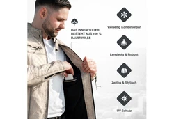 PAULGOS Herren Jacke Biker Look (D1) Braun/Beige/Grau