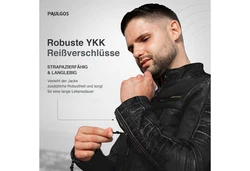 PAULGOS Herren Jacke Biker Look (D1) Dunkelgrau/Grau/Dunkelgrün/Rosa