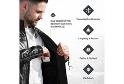 PAULGOS Herren Jacke Biker Look (D1) Dunkelgrau/Grau/Dunkelgrün/Rosa