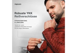PAULGOS Herren Jacke Biker Look (D1) Rot/Dunkelrot