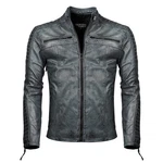 PAULGOS Herren Jacke Biker Look (D1) Dunkelblau/Blau/Grau/Dunkelgrau