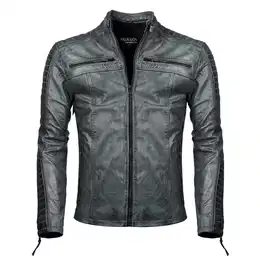Lederjacke Herren Jacke bergangsjacke Biker Look 100% Echtleder D1