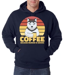 Kapuzenpullover Coffee, Because Murder Is Wrong Herren Hoodie Pullover mit lustigem Hunde Motiv