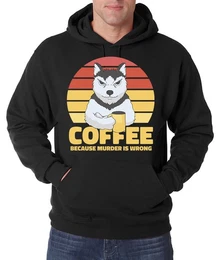 Kapuzenpullover Coffee, Because Murder Is Wrong Herren Hoodie Pullover mit lustigem Hunde Motiv