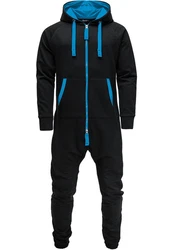 Amaci&Sons Jumpsuit QUINCY Schwarz/Hellblau/Dunkelblau