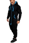 Amaci&Sons Jumpsuit QUINCY Schwarz/Hellblau/Dunkelblau