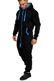 Amaci&Sons Jumpsuit QUINCY Schwarz/Hellblau/Dunkelblau