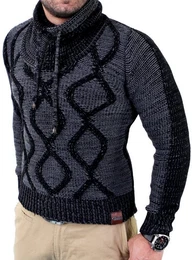 Strickpullover Herren Strickpullover Grobstrick Rollkragen Winter Pulli Mnner (1-tlg) Strick-Pulli Mnner Rollkragenpullover