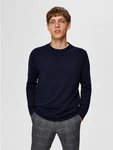 SELECTED HOMME Rundhalspullover Berg Navy