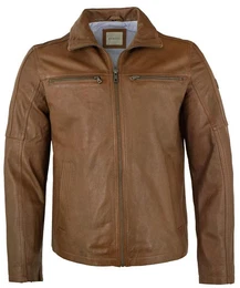 Lederjacke BU-111 - Herren Lederjacke Lammnappa dunkel cognac