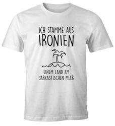 MoonWorks Print-Shirt Herren T-Shirt Ich stamme aus Ironien einem Land am sarkastischen Meer Fun-Shirt Spruch 