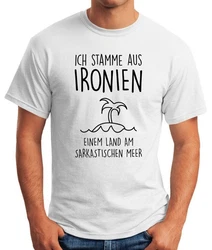 MoonWorks Print-Shirt Herren T-Shirt Ich stamme aus Ironien einem Land am sarkastischen Meer Fun-Shirt Spruch 