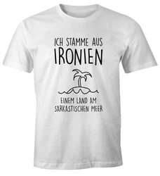 MoonWorks Print-Shirt Herren T-Shirt Ich stamme aus Ironien einem Land am sarkastischen Meer Fun-Shirt Spruch 