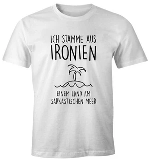 MoonWorks Print-Shirt Herren T-Shirt Ich stamme aus Ironien einem Land am sarkastischen Meer Fun-Shirt Spruch 