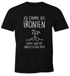 MoonWorks Print-Shirt Herren T-Shirt Ich stamme aus Ironien einem Land am sarkastischen Meer Fun-Shirt Spruch 
