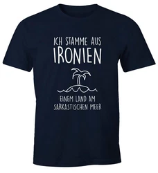 MoonWorks Print-Shirt Herren T-Shirt Ich stamme aus Ironien einem Land am sarkastischen Meer Fun-Shirt Spruch 