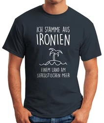 MoonWorks Print-Shirt Herren T-Shirt Ich stamme aus Ironien einem Land am sarkastischen Meer Fun-Shirt Spruch 