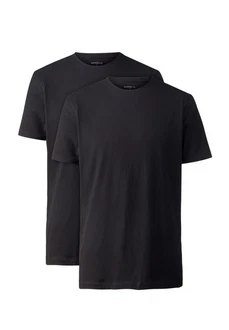 MARVELIS Rundhalsshirt T-Shirt Doppelpack Modern Fit Schwarz/Dunkelgrau/Dunkelblau/Grau