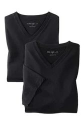 MARVELIS V-Shirt T-Shirt Doppelpack V-Ausschnitt Dunkelgrau/Grau/Schwarz/Dunkelblau