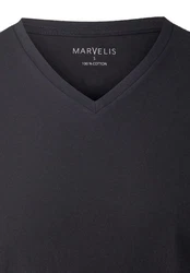 MARVELIS V-Shirt T-Shirt Doppelpack V-Ausschnitt Dunkelgrau/Grau/Schwarz/Dunkelblau