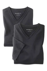 MARVELIS V-Shirt T-Shirt Doppelpack V-Ausschnitt Dunkelgrau/Grau/Schwarz/Dunkelblau