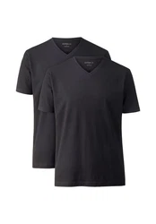 MARVELIS V-Shirt T-Shirt Doppelpack V-Ausschnitt Dunkelgrau/Grau/Schwarz/Dunkelblau