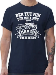 Shirtracer T-Shirt Der tut nix der will nur Traktor fahren Dunkelblau