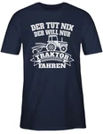 Shirtracer T-Shirt Der tut nix der will nur Traktor fahren Dunkelblau