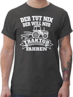 Shirtracer T-Shirt Der tut nix der will nur Traktor fahren Dunkelgrau/Khaki/Dunkelblau/Dunkelgrün/Lila Shirtracer T-Shirt Der tut nix der will nur Traktor fahren Dunkelgrau/Khaki/Dunkelblau/Dunkelgrün/Lila