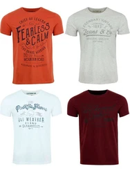 riverso Herren T-Shirt RIVLeon Regular Fit Kurzarm Print Tee Shirt Rot/Lila/Mischfarben