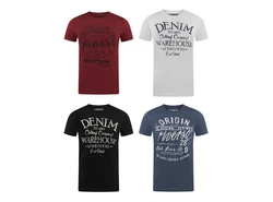 riverso Herren T-Shirt RIVLeon Regular Fit Kurzarm Print Tee Shirt Dunkelrot/Rot