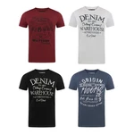 riverso Herren T-Shirt RIVLeon Regular Fit Kurzarm Print Tee Shirt Dunkelrot/Rot