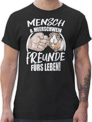 Shirtracer T-Shirt Mensch & Meerschwein Freunde fürs Leben Tiere Zubehör Beige/Braun/Grau