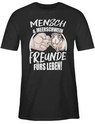Shirtracer T-Shirt Mensch & Meerschwein Freunde fürs Leben Tiere Zubehör Beige/Braun/Grau