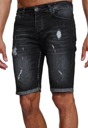 Reslad Jeansshorts Herren Kurze Hosen  Schwarz/Dunkelgrau/Grau
