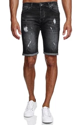 Reslad Jeansshorts Herren Kurze Hosen  Schwarz/Dunkelgrau/Grau