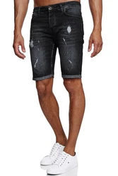 Reslad Jeansshorts Herren Kurze Hosen  Schwarz/Dunkelgrau/Grau
