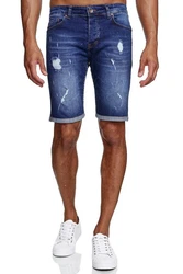 Reslad Jeansshorts Herren Kurze Hosen  Dunkelblau/Blau
