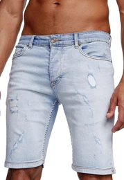 Jeansshorts Jeans Shorts Herren Kurze Hosen Sommer l Used Look Destroyed Destroyed Jeansbermudas Stretch Jeans-Hose