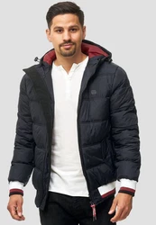 Indicode Herren Steppjacke Bacon Schwarz/Grau/Rot