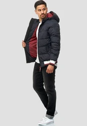 Indicode Herren Steppjacke Bacon Schwarz/Grau/Rot