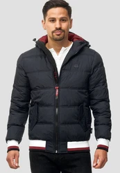 Indicode Herren Steppjacke Bacon Schwarz/Grau/Rot