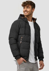 Indicode Herren Adeline Winterjacke Schwarz/Dunkelgrau/Khaki/Dunkelgrün