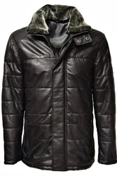 Zimmert Lederjacke Side Grau/Schwarz/Braun/Cognac