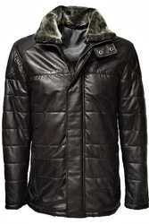 Zimmert Lederjacke Side Grau/Schwarz/Braun/Cognac