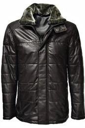 Lederjacke Side Weiches Leder, Grau, Schwarz Braun Cognac, Winterjacke