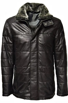 Zimmert Lederjacke Side Grau/Schwarz/Braun/Cognac
