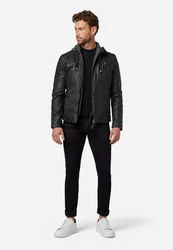 RICANO Lederjacke Hood abtrennbare Kapuze 12815