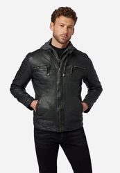 RICANO Lederjacke Hood abtrennbare Kapuze 12815